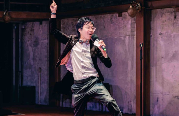 A comedian on stage A comedian on stage
