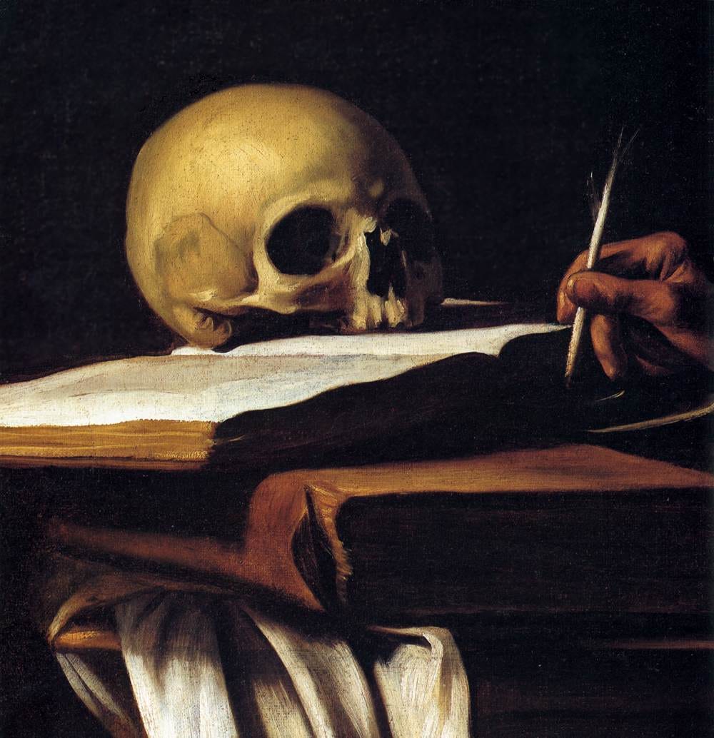 Caravaggio Saint Jerome Writing with skull