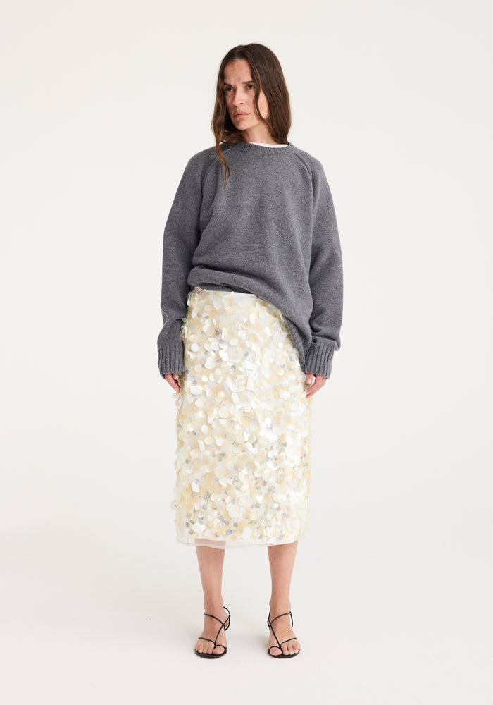 Embellished handmade skirt | cream