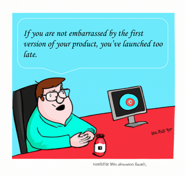 Dall-E illustration of Reid hoffman’s popular quote about MVP launch Dall-E illustration of Reid hoffman’s popular quote about MVP launch