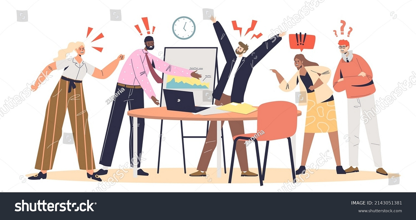 Angry Irritated Colleagues Screaming Arguing While Stock Vector (Royalty  Free) 2143051381 | Shutterstock