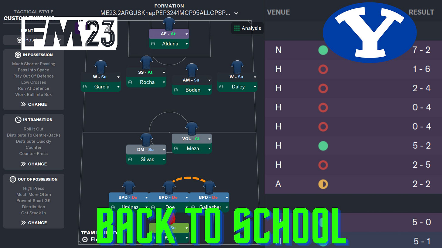 Football Manager 2023 BYU Back to School