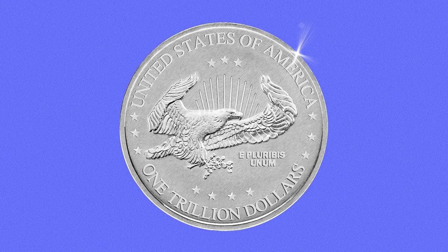 An illustration of a $1 trillion coin. An illustration of a $1 trillion coin.