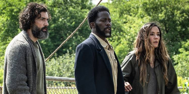 David Alpay as Jade, Harold Perrineau as Boyd Stevens, and Catalina Sandino Moreno as Tabitha Matthews/FROM on MGM+ David Alpay as Jade, Harold Perrineau as Boyd Stevens, and Catalina Sandino Moreno as Tabitha Matthews/FROM on MGM+