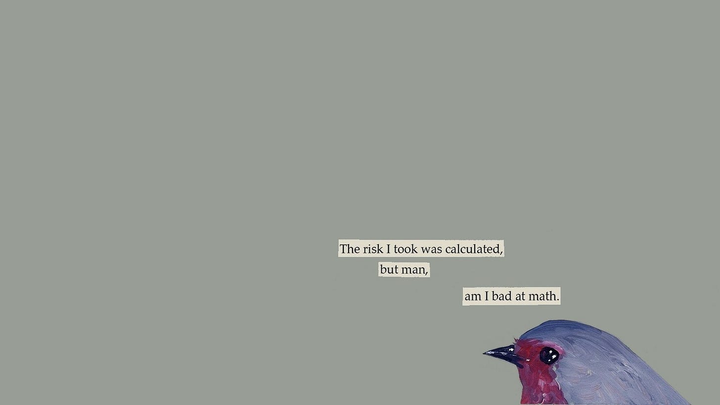 The risk I took was calculated, but man, am I bad at math [1920x1080] :  r/wallpapers