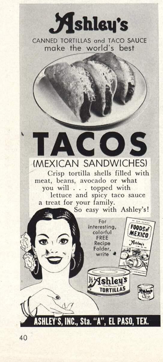 In this 1950s ad, tacos are being described as "Mexican Sandwiches " : r/vintageads In this 1950s ad, tacos are being described as "Mexican Sandwiches " : r/vintageads