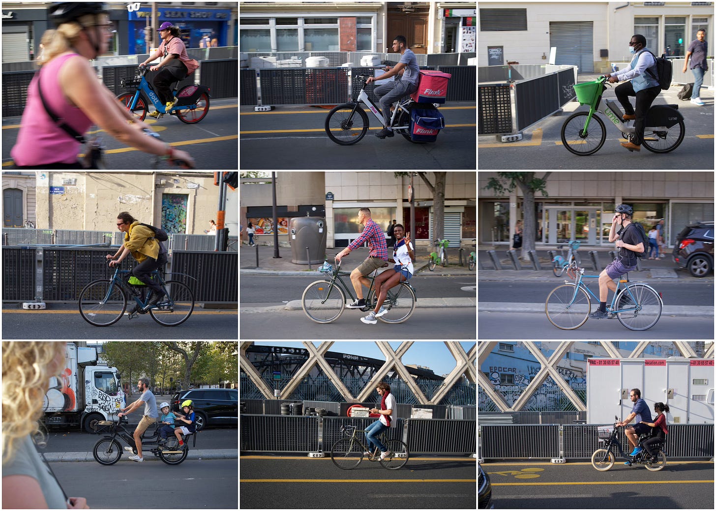 I'm on charge a various bicycle scene on the streets of Paris.