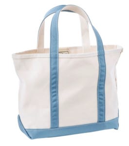 LLBean canvas blue striped tote LLBean canvas blue striped tote