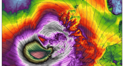 Satellite image of Storm Eowyn as it hit Ireland.