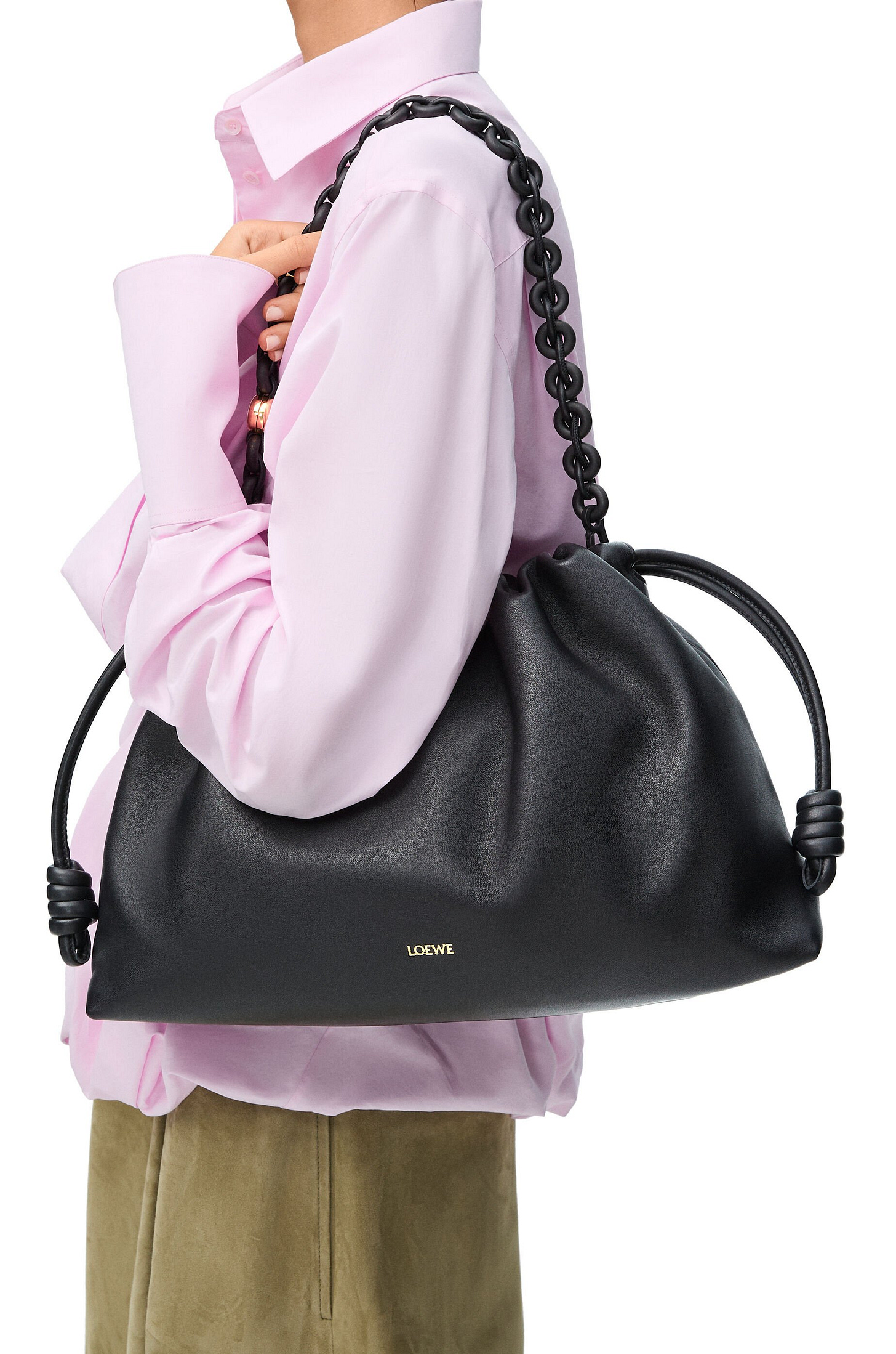 LOEWE Large Flamenco purse in mellow nappa lambskin Black