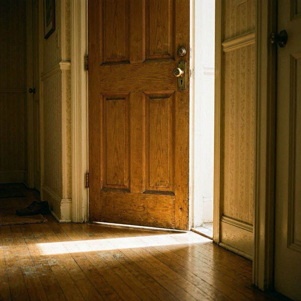 An image of light seeping under a locked door 