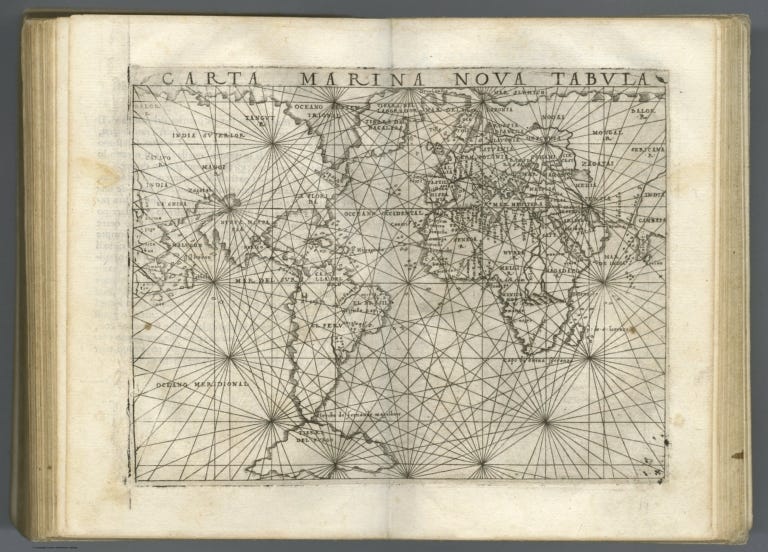 Gastaldi 1548 Carta Marina — Asia and America drawn as one joined landmass (mudflood / MFEE map lane)