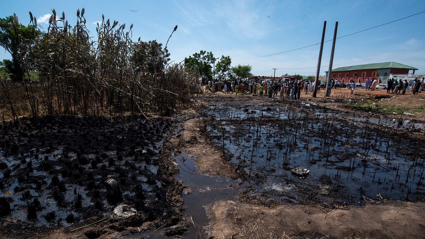 People gather at the scene of a fuel tanker explosion in Majiya town, Nigeria, on October 16, 2024. People gather at the scene of a fuel tanker explosion in Majiya town, Nigeria, on October 16, 2024.