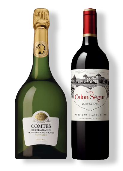 Taittinger Comtes Blanc De Blancs Vintage Champagne and Château Calon-Ségur