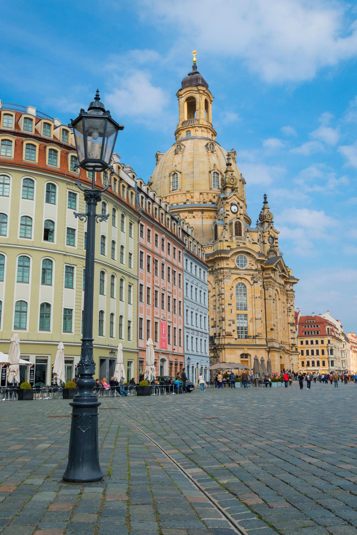 Dresden colorful Neumarkt with Frauenkirche - church of our Lady Dresden colorful Neumarkt with Frauenkirche - church of our Lady
