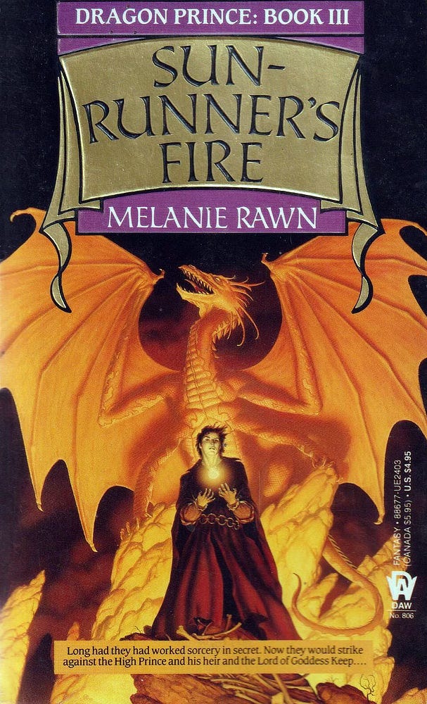 Book cover for SUNRUNNER’S FIRE by Melanie Rawn, published by DAW Books