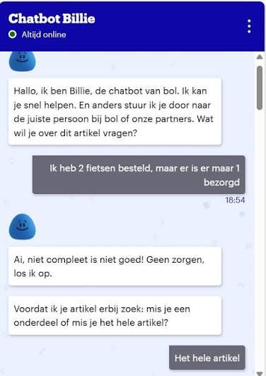 Bol.com-chatbot 'Billie' doet de 'I' van Artificial Intelligence niet  bepaald eer aan 😲🤖🤦 Check het hier 👇👇 https://sgxl.nl/bol-com-chatbot- billie-doet-i-van-intelligence-geen-eer-aan/