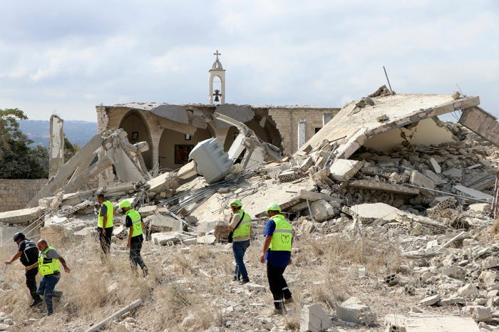 Míssil israelense atinge igreja católica no Líbano e deixa ao menos 8 mortos