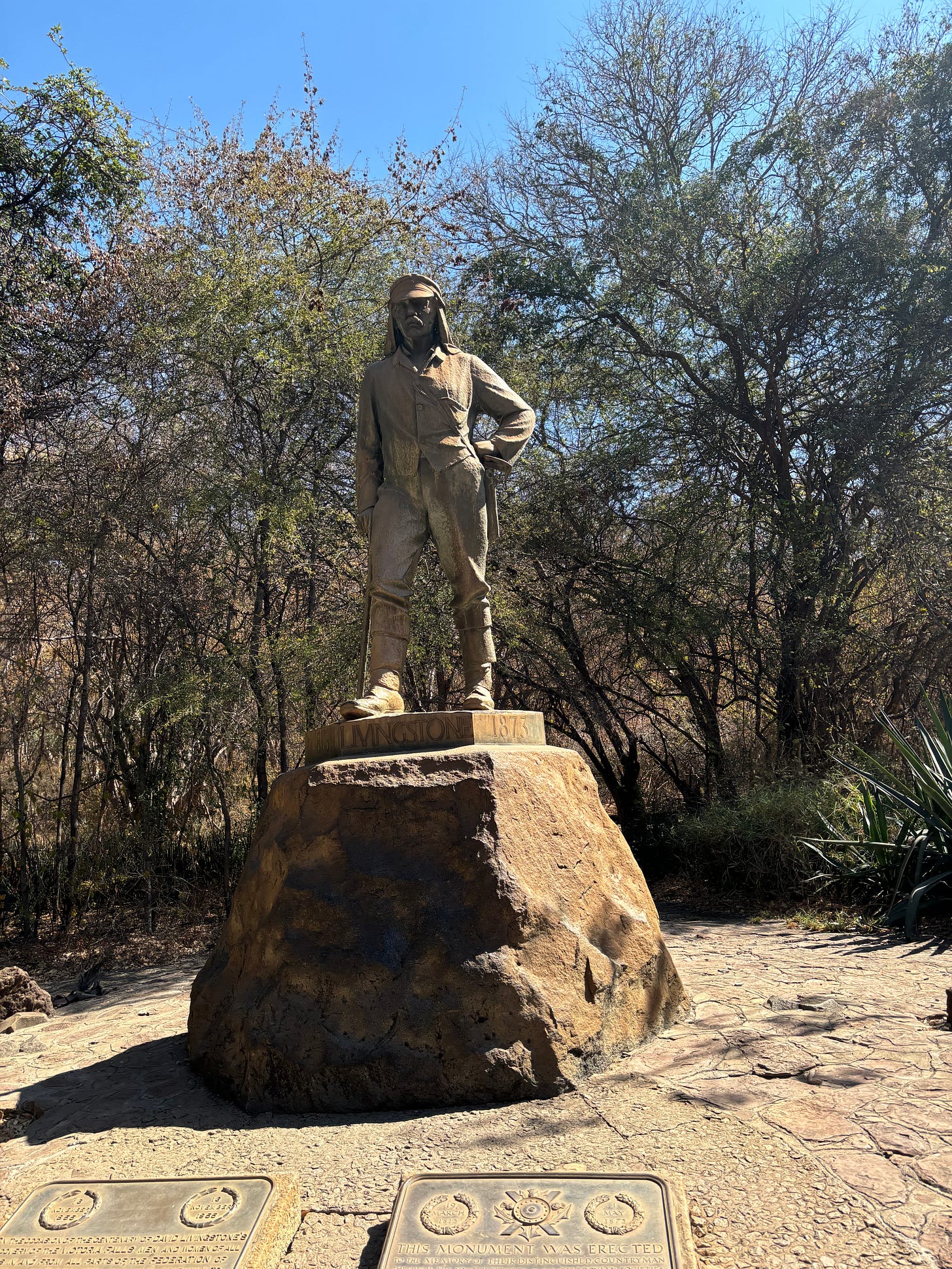 Statue of David Livingstone at the Zimbabwe side of Victoria Falls.