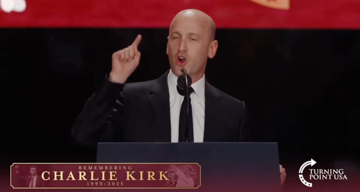 Stephen Miller Laces Into 'Our Enemies' at Charlie Kirk Memorial Service:  'You Are Envy! You Are Hatred! You Are Nothing!'