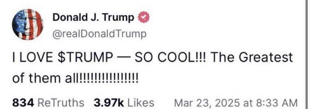 Donald Trump is posting about $TRUMP Meme coin again : r/unusual_whales