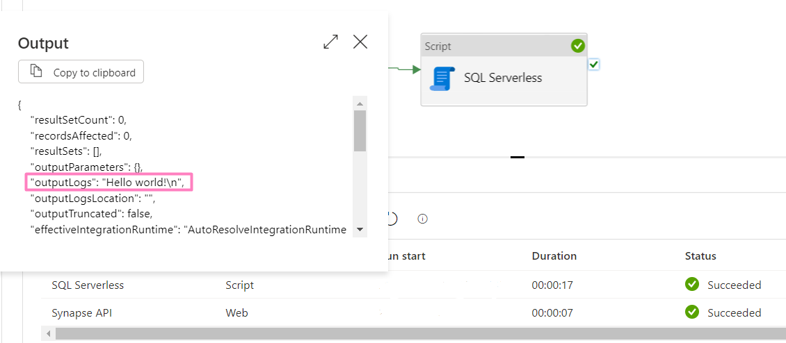 How to run SQL script resources in Synapse Pipelines