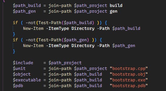 C/C++ Toolchain usage on Windows from scratch with just PowerShell
