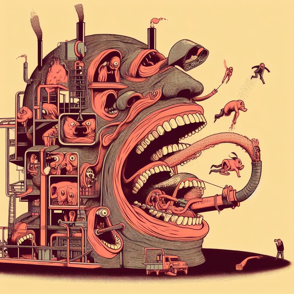 a textless text-free no text image re[representing the text Verminous.  Therefore fair game.  Life unworthy.  Or something like it.  Run it.  Loot it.  Man undone.  Unmade.  No-one’d.  God abandoned. All-gone.  Begotten.  A factory.  A mouth full of cotton.  About face.  Abattoir.  Buche.  Lingus.  Look on.