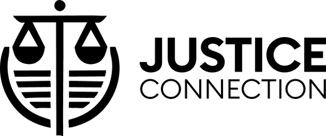 Alt text: Justice Connection logo of the scales of justice Alt text: Justice Connection logo of the scales of justice