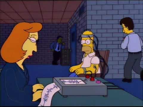 Homer Simpson hooked up to a lie detector