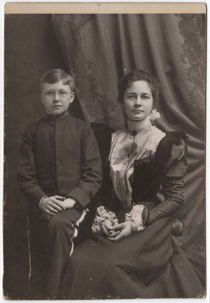Ezra Pound as a boy with his mother