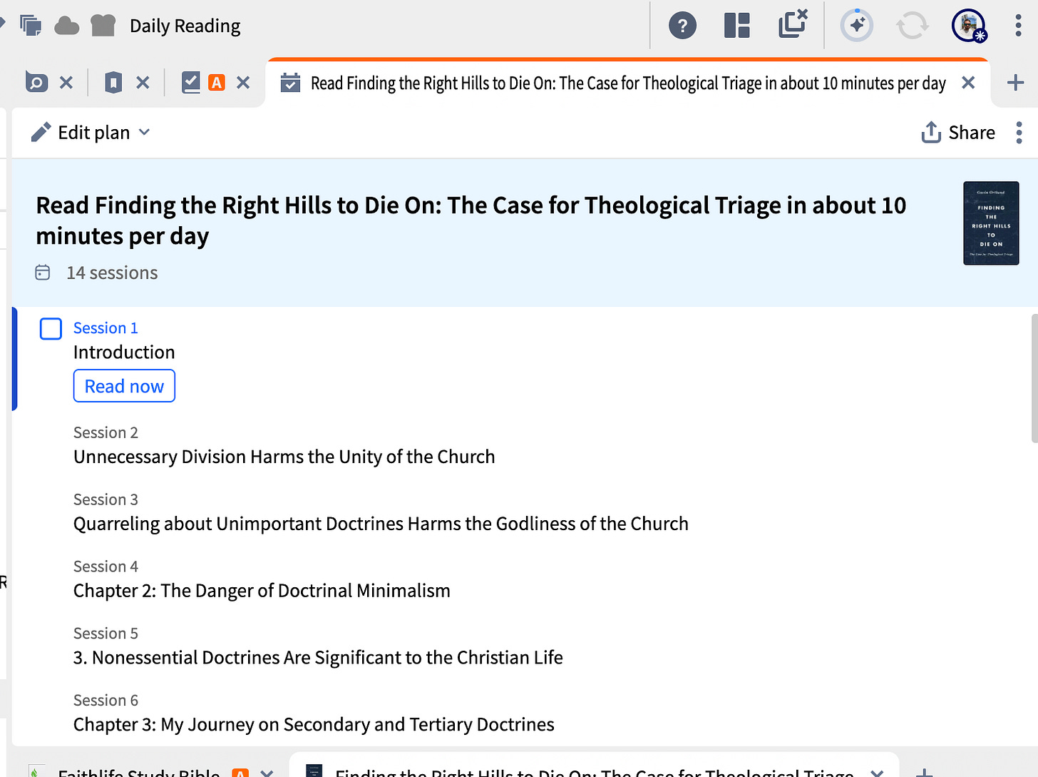The Case for Theological Triage reading plan in Logos Bible Study App. The Case for Theological Triage reading plan in Logos Bible Study App.