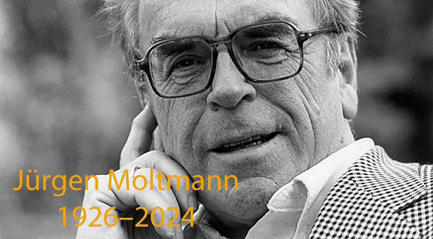 Ist möglicherweise ein Bild von 1 Person und Text „Jürgen Moltmann 1926-2024“