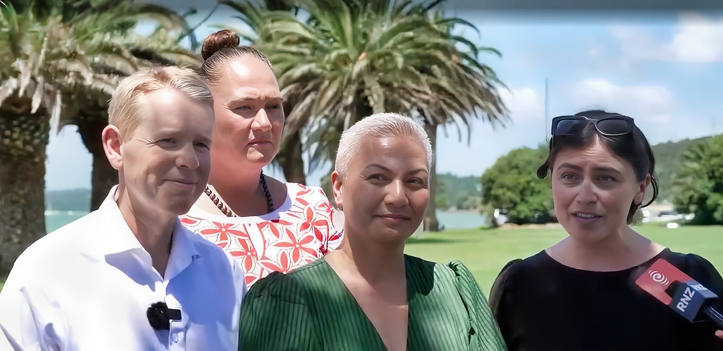 Chris Hipkins, Carmel Sepuloni, Marama Davidson, and Chlöe Swarbrick.