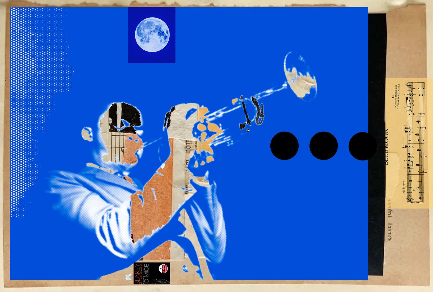 Graphic depiction of musician with blue background Graphic depiction of musician with blue background