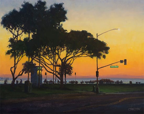 Main Beach Silhouette, Oil, © Carl Bretzke Main Beach Silhouette, Oil, © Carl Bretzke