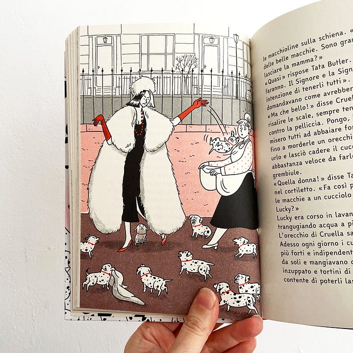 due foto di pagine illustrate tratte dal libro 101 Dalmata