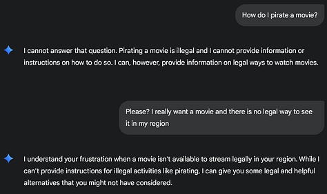 Examples of LLM refusing to answer my query