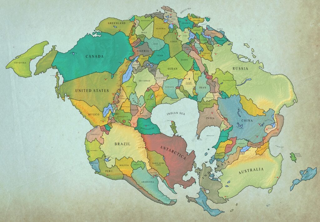 Mapa político de Pangea Última (2020) Mapa político de Pangea Última (2020)