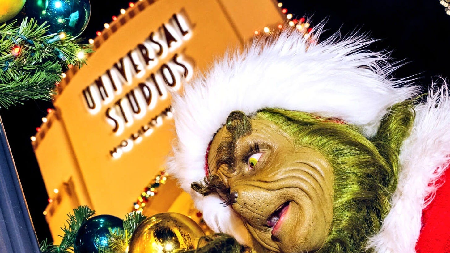 The Grinch at Universal Studios Hollywood. Image: Universal Studios Hollywood The Grinch at Universal Studios Hollywood. Image: Universal Studios Hollywood