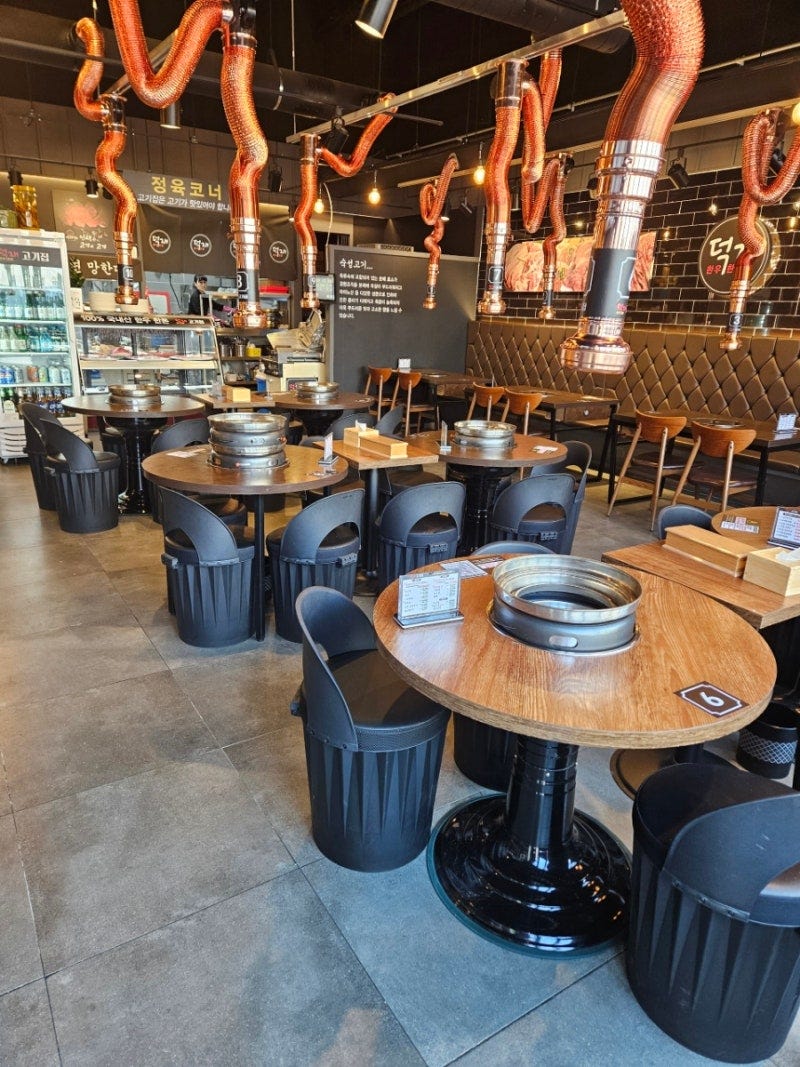chairs at korean bbq restaurants