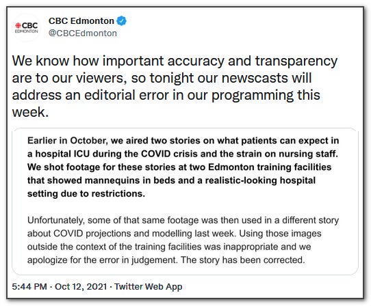 media malpractice cbc uses footage from different hospital and claims it's for covid-19