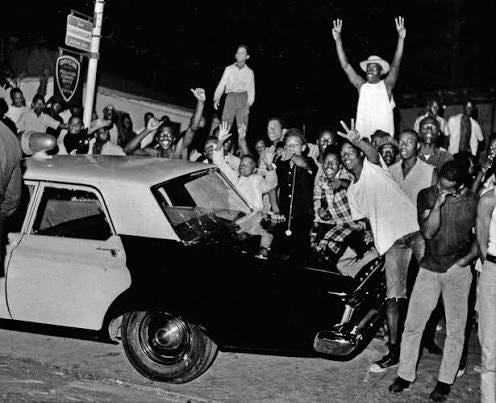 On this day in 1965, Marquette Frye, a 21-year-old Black man, was stopped  by policemen in Watts, a predominantly Black neighborhood of Los Angeles.  Onlookers watched as the arrest spiraled into violence.
