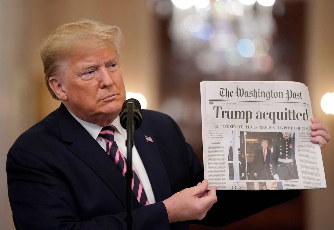 It was all bulls—': Trump unloads after impeachment acquittal – POLITICO