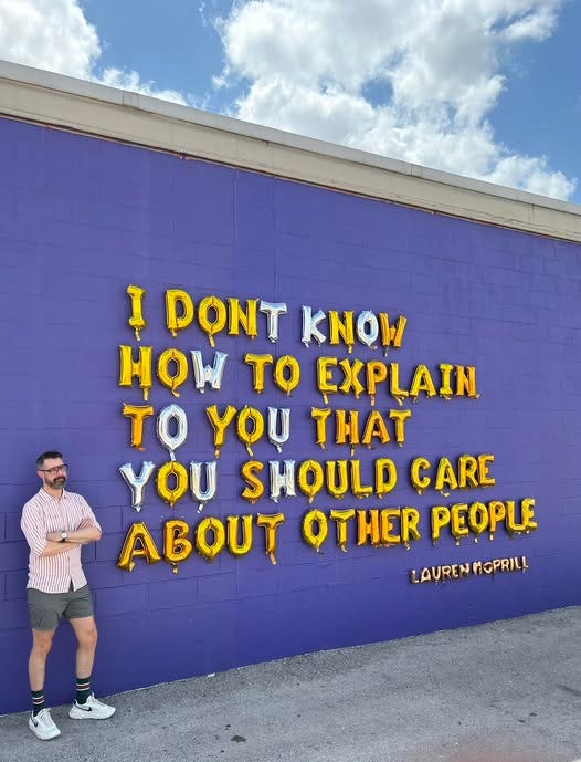 May be an image of 1 person and text that says 'I DONT KHON HON TO EXPLAIN TO YOU THAT YOU SHOULD ÇARE ABOUȚ QTHER PEOPLE LAURENMOPRILL LAUREN MOPRILL'
