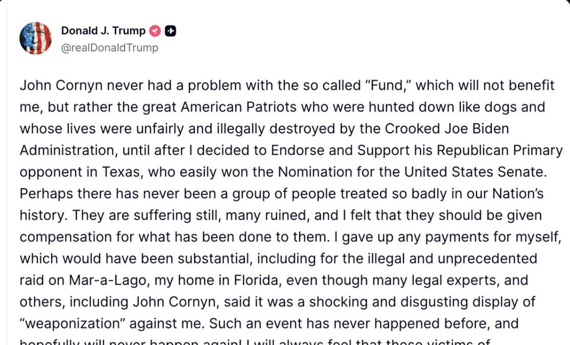 BREAKING: Trump Resurrects $1.8 Billion J6 Slush Fund, Calls J6 Insurrectionists "Patriots Hunted Like Dogs" and "Victims of Government Abuse"