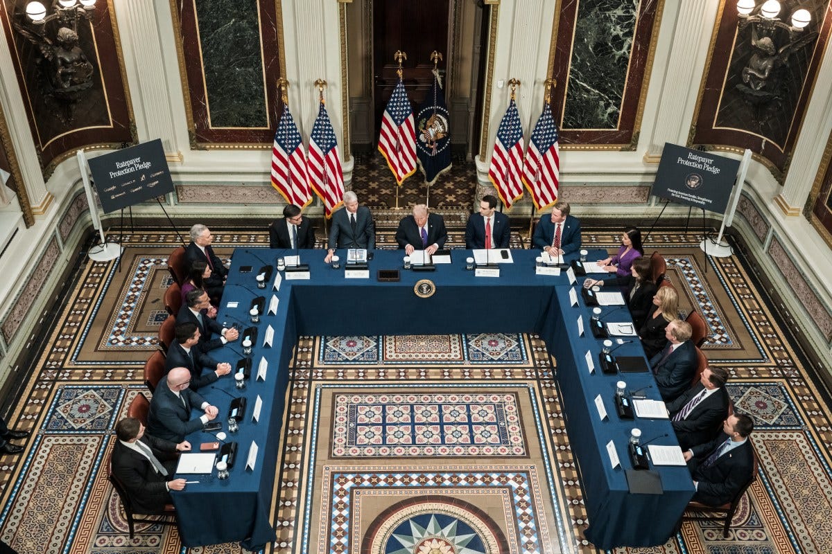 President Donald J. Trump participates in a Ratepayer Protection Pledge roundtable, Wednesday, March 4, 2026, in the Indian Treaty Room of the Eisenhower Executive Office Building at the White House. (Official White House Photo by Cashen Turner) President Donald J. Trump participates in a Ratepayer Protection Pledge roundtable, Wednesday, March 4, 2026, in the Indian Treaty Room of the Eisenhower Executive Office Building at the White House. (Official White House Photo by Cashen Turner)