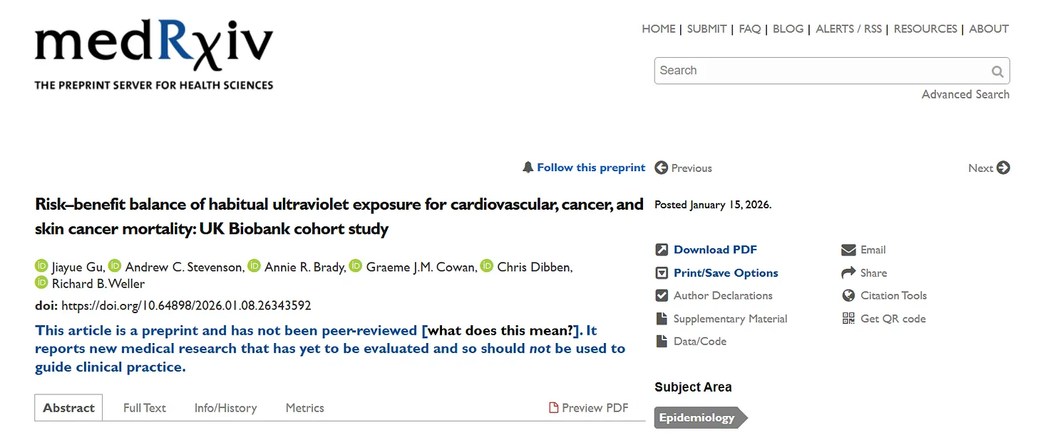 UK-Biobank-Daten: Hohe Sonnenexposition ist mit deutlichen Reduktionen bei Krebs- und Herz-Kreislauf-Todesfällen verbunden …