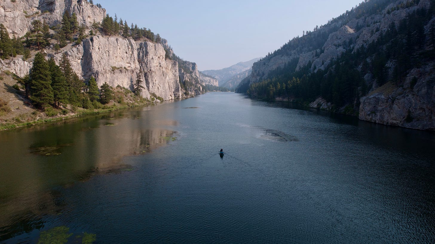 Canoe in the Gates of the Mountains Missouri River Canoe in the Gates of the Mountains Missouri River