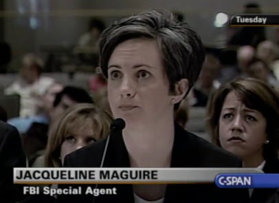 A screen capture from C-SPAN shows Maguire leaning toward a microphone A screen capture from C-SPAN shows Maguire leaning toward a microphone